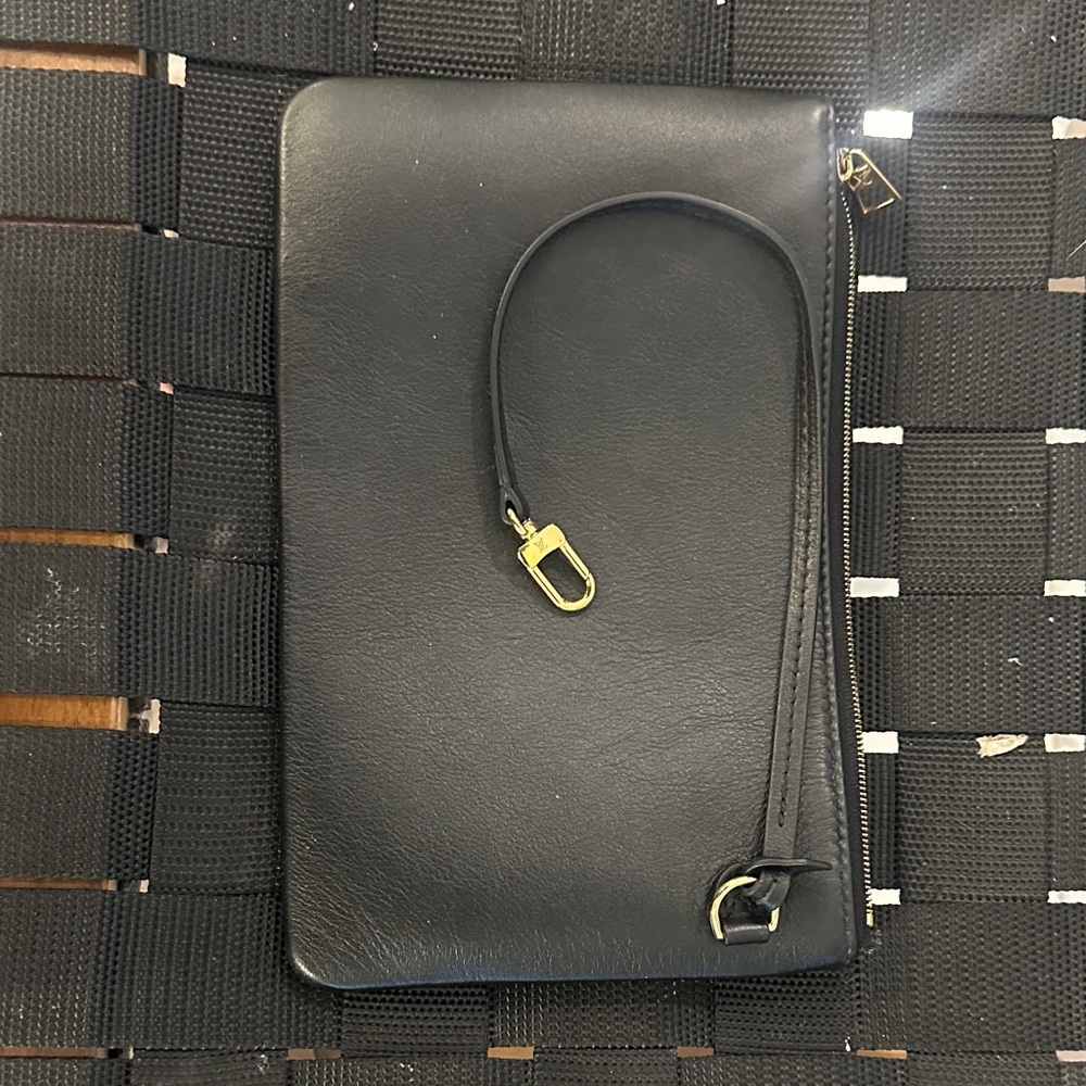 Louis Vuitton Black Leather Pouch with Gold Accents